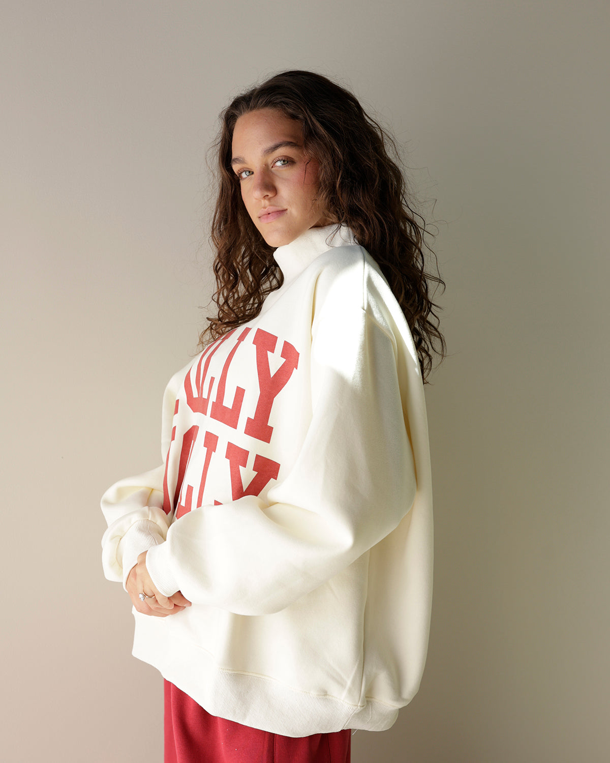 HOLLY JOLLY + TIS THE SEASON REVERSIBLE MOCK NECK SWEATSHIRT