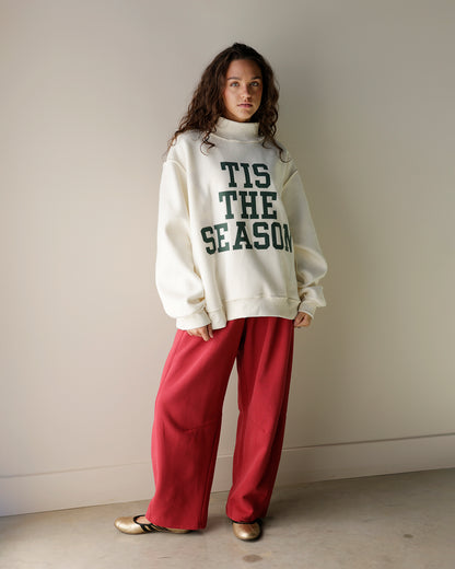 HOLLY JOLLY + TIS THE SEASON REVERSIBLE MOCK NECK SWEATSHIRT