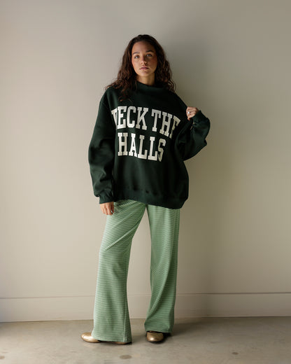 DECK THE HALLS + MERRY CHRISTMAS REVERSIBLE MOCK NECK SWEATSHIRT