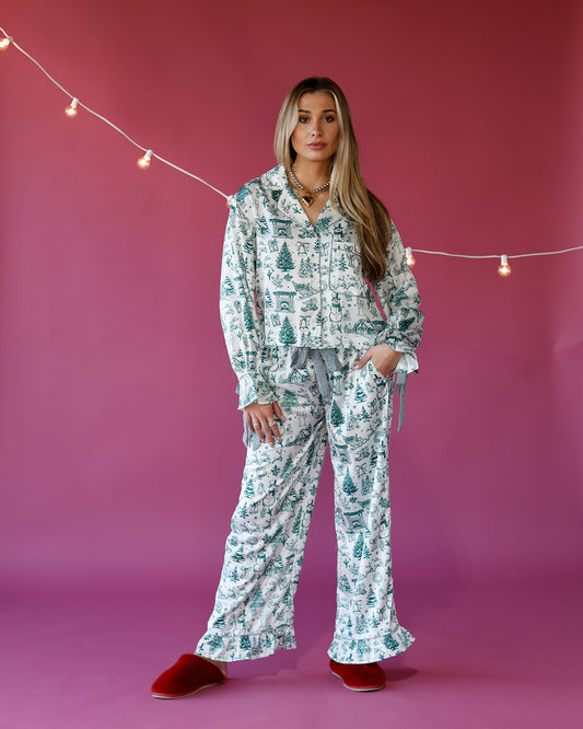holiday christmas pajama set red slippers 