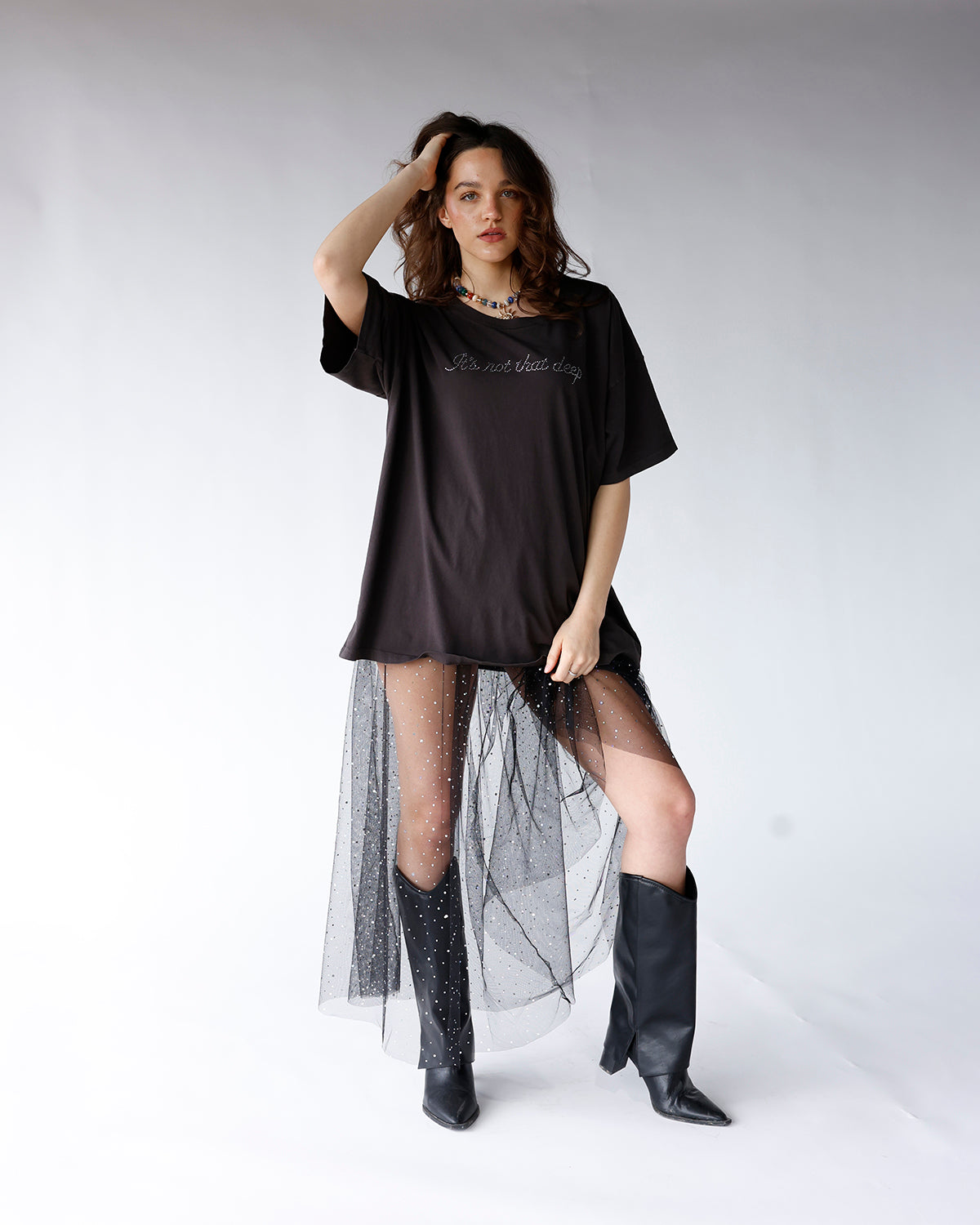 NIGHTFALL SHEER RHINESTONE MAXI SKIRT
