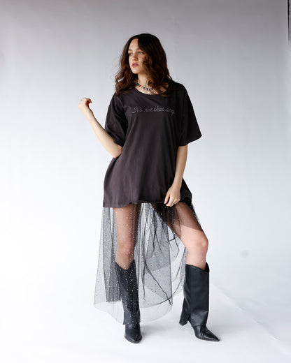 NIGHTFALL SHEER RHINESTONE MAXI SKIRT