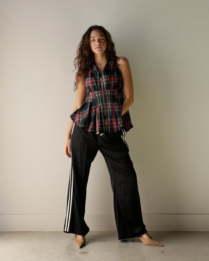 CHRISTMAS PLAID HOLIDAY PEPLUM TOP