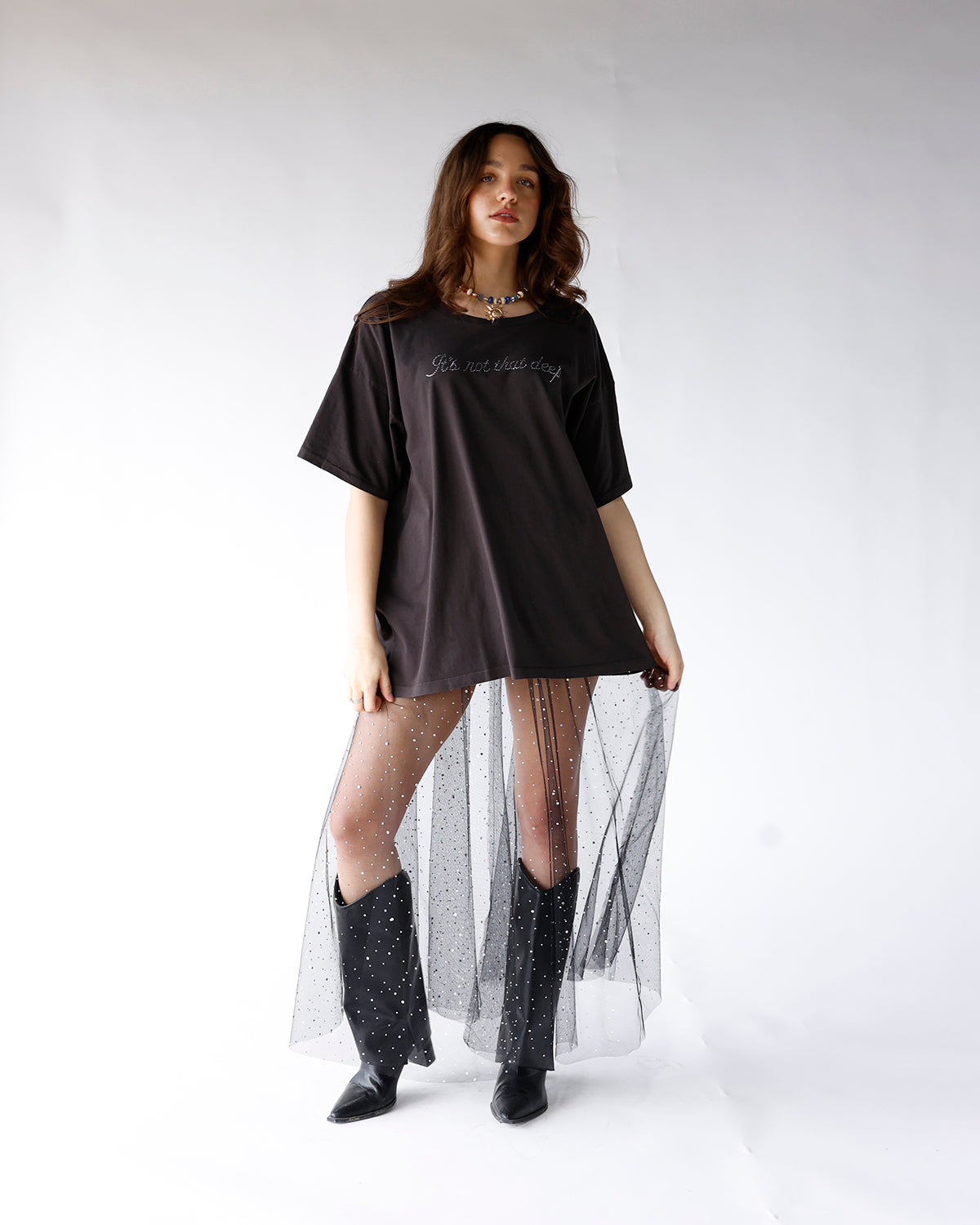 NIGHTFALL SHEER RHINESTONE MAXI SKIRT