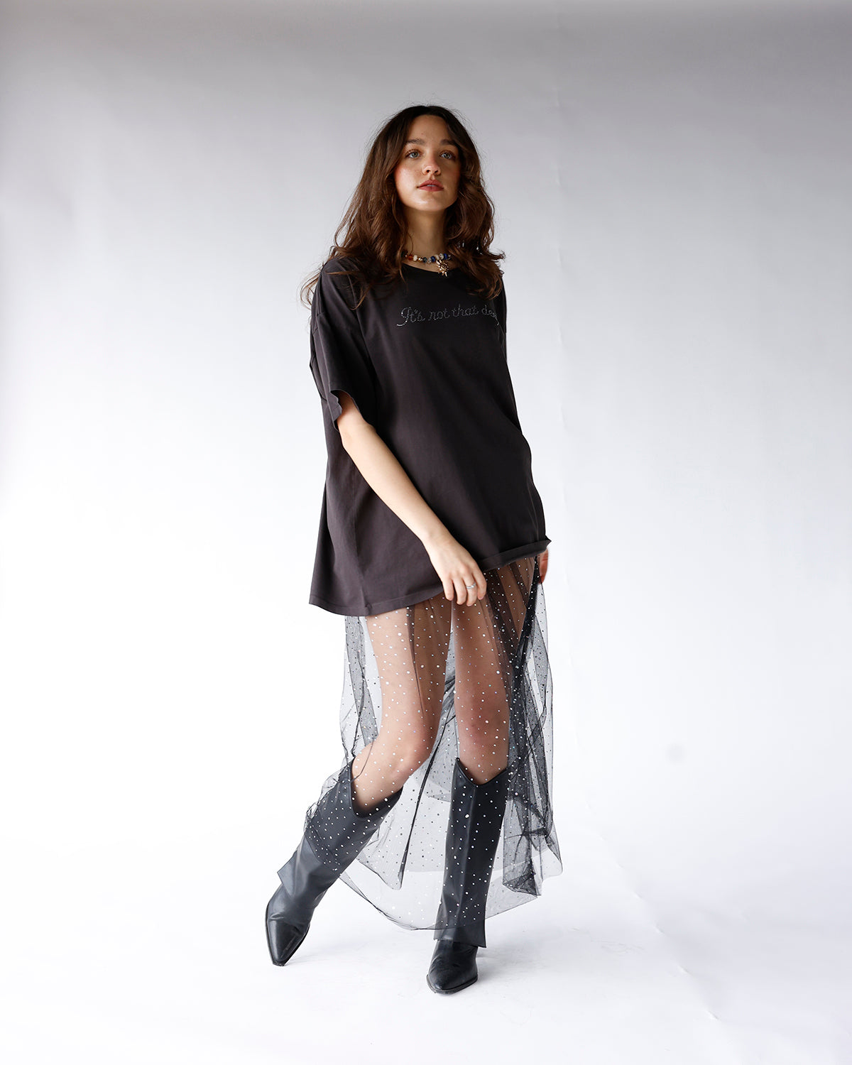 NIGHTFALL SHEER RHINESTONE MAXI SKIRT