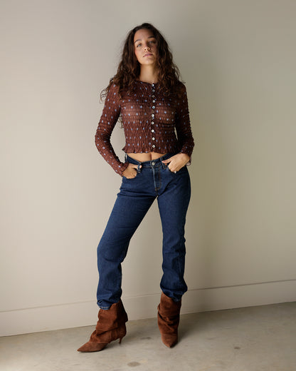 SMOKESHOW SMOCKED POLKA DOT TOP