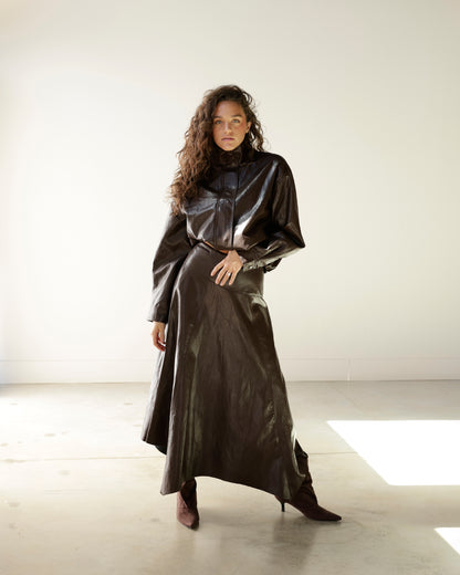 HIGH CLASS MOCK NECK LEATHER BOMBER JACKET