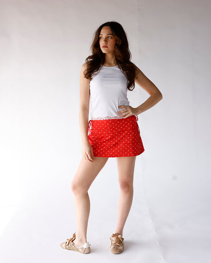red polka dot athletic skort women red with white polka dot print mini skort with built in shorts