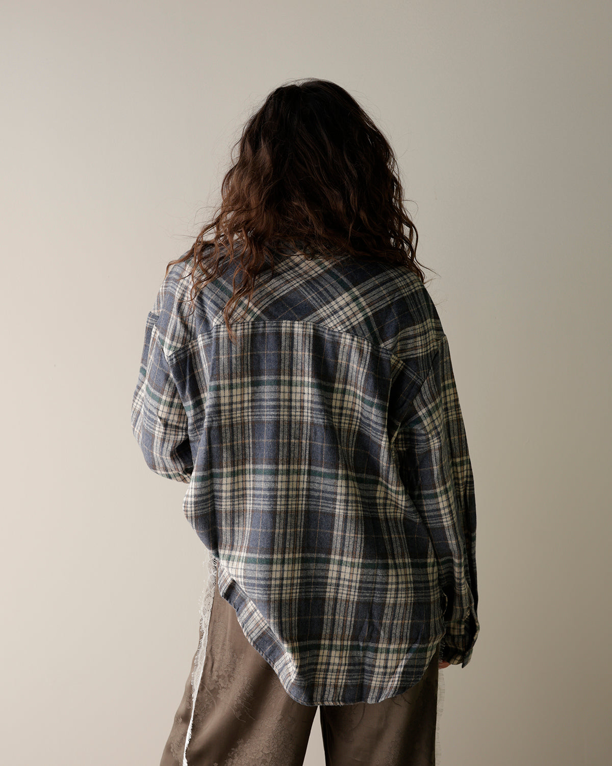 FOMO PLAID BUTTON UP X DENIM BLUE