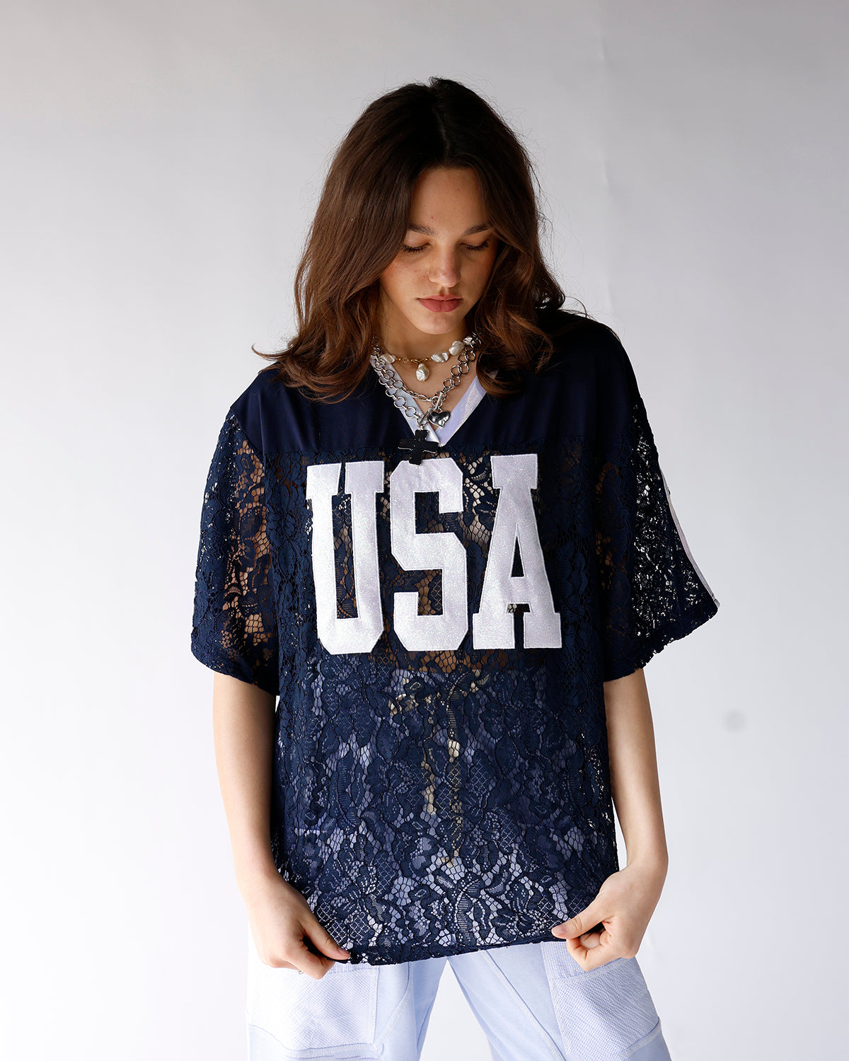 USA SHEER LACE JERSEY