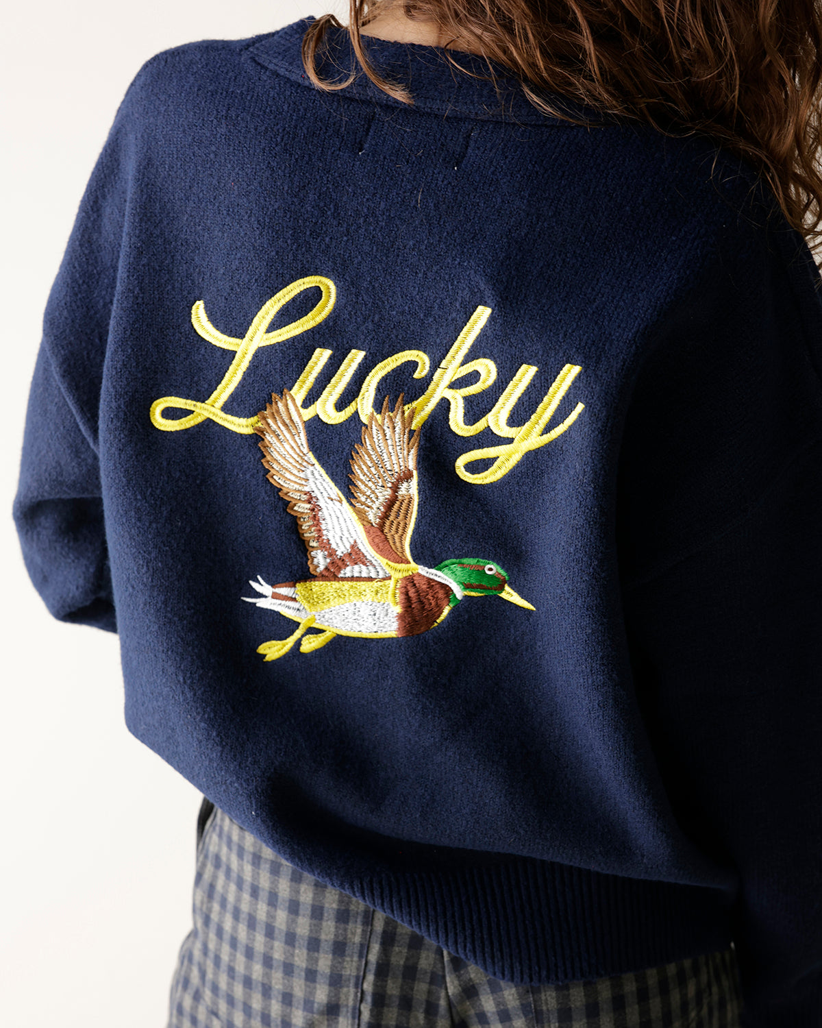 LUCKY DUCK NAVY V NECK CARDIGAN