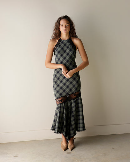 JACQUIE THE LABEL PARTY PLAID MAXI DRESS