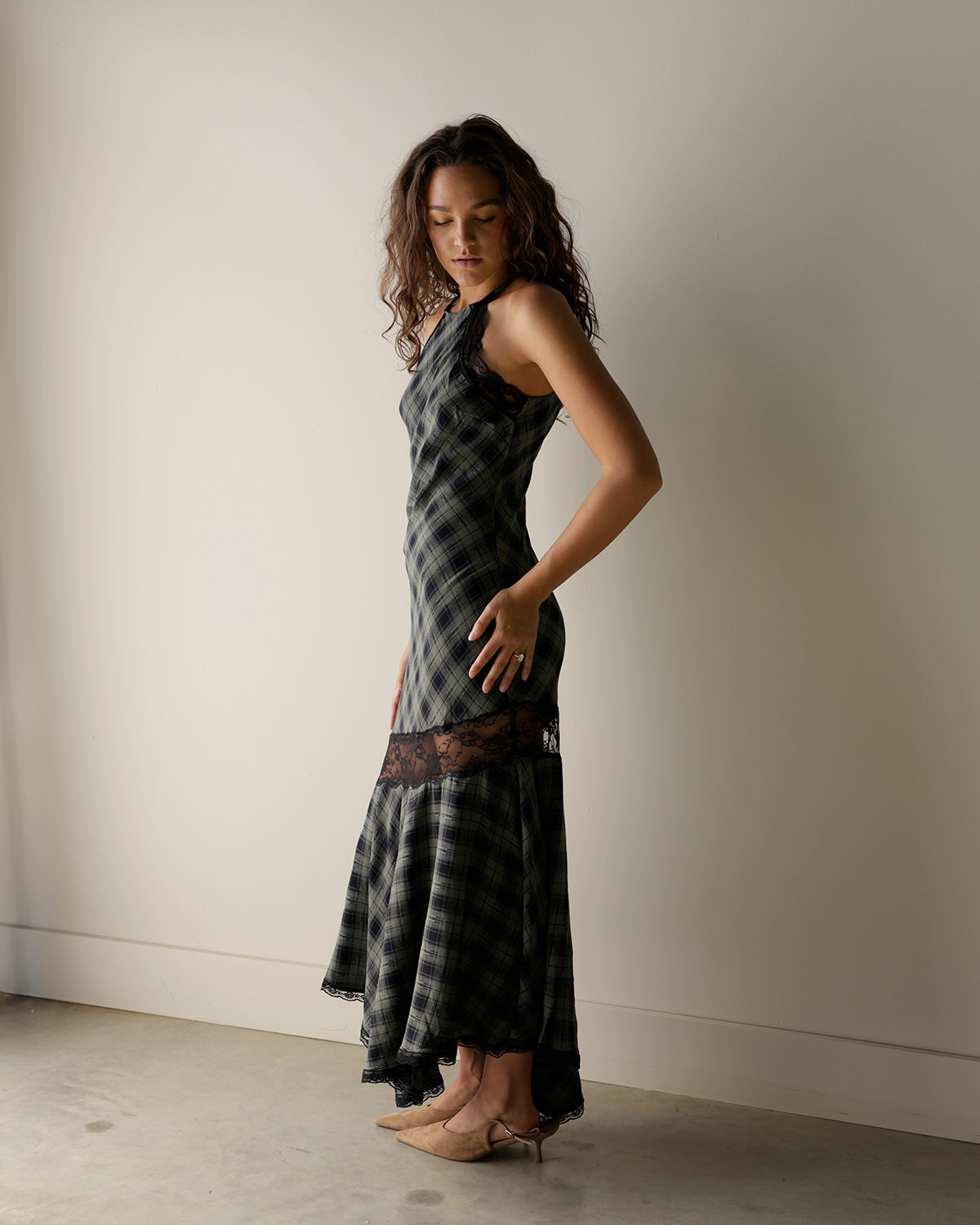 JACQUIE THE LABEL PARTY PLAID MAXI DRESS