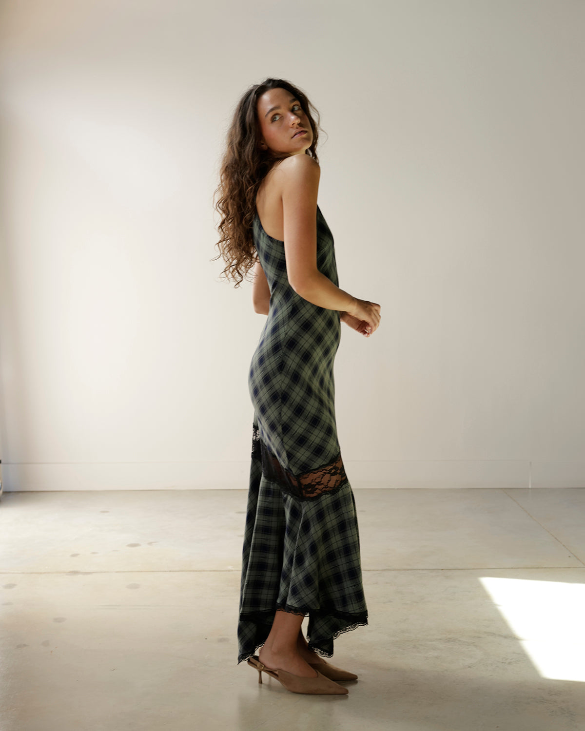 JACQUIE THE LABEL PARTY PLAID MAXI DRESS