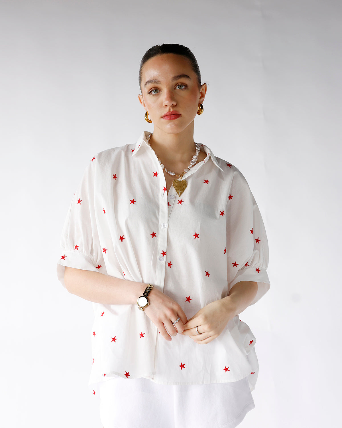 STAR SPANGLED BUTTON UP BLOUSE