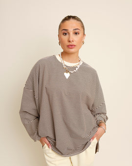 navy and white stripped long sleeve 