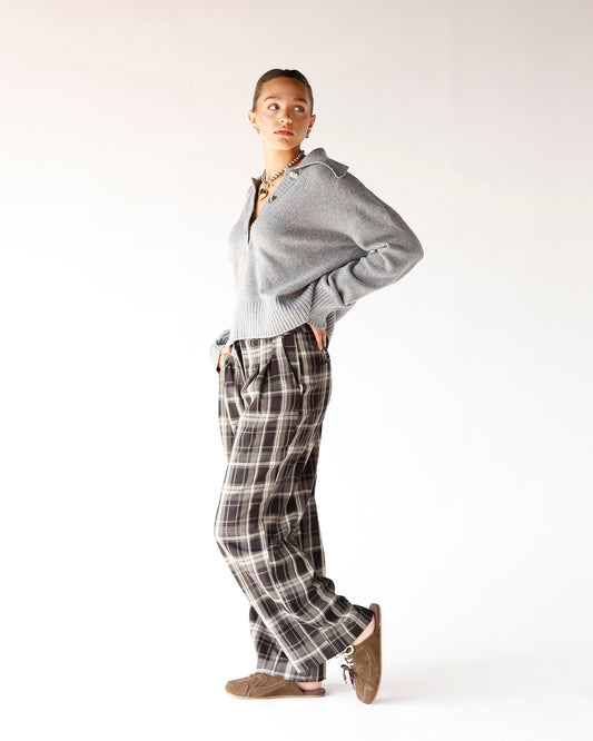 free people polo sweater grey comfy sweater holiday outfit 