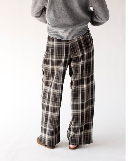 RADICAL PLEATED PLAID TROUSER X BLACK MULTI