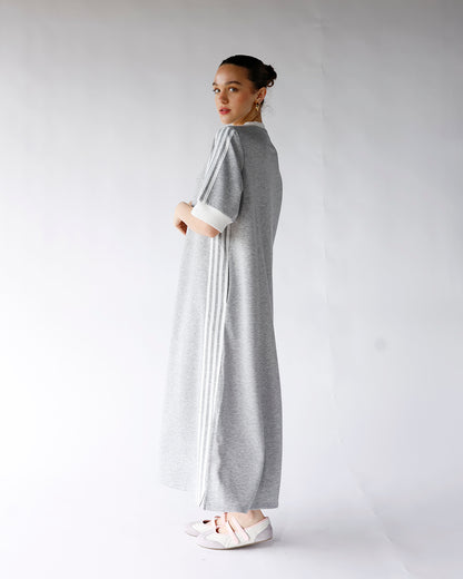 HIP STYLED VARSITY TRACK DRESS X GRAY