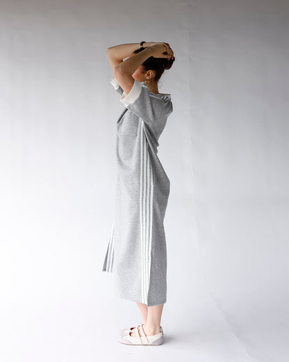 HIP STYLED VARSITY TRACK DRESS X GRAY