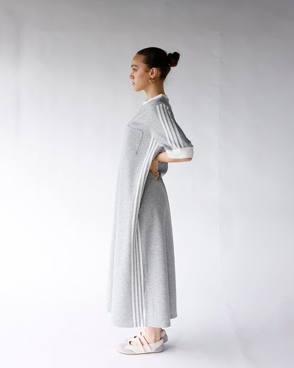 HIP STYLED VARSITY TRACK DRESS X GRAY