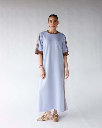 HIP STYLED VARSITY TRACK DRESS X BABY BLUE