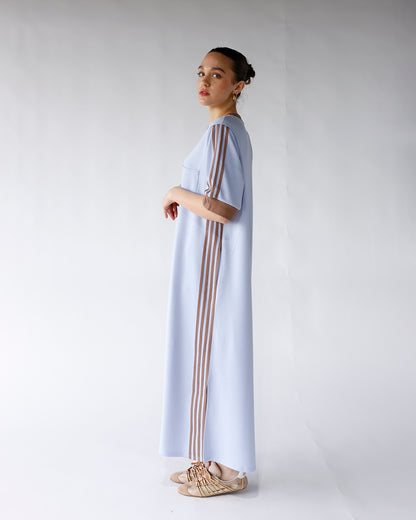 HIP STYLED VARSITY TRACK DRESS X BABY BLUE