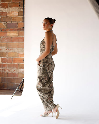 CAMO DENIM JUMPSUIT