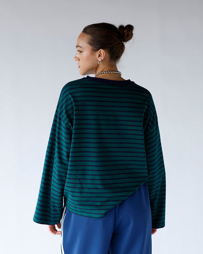 THE SATURDAY STRIPE LONG SLEEVE X HUNTER GREEN