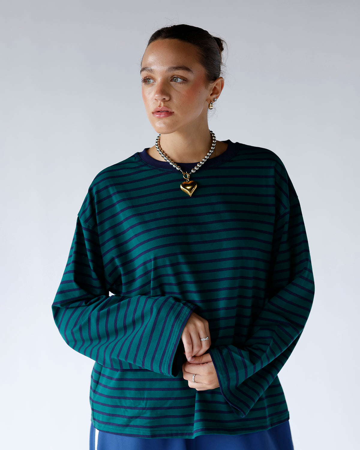 THE SATURDAY STRIPE LONG SLEEVE X HUNTER GREEN