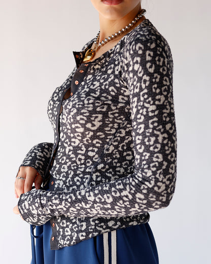 FREE PEOPLE GOING PLACES PRINTED CARDI X CHARCOAL COMBO
