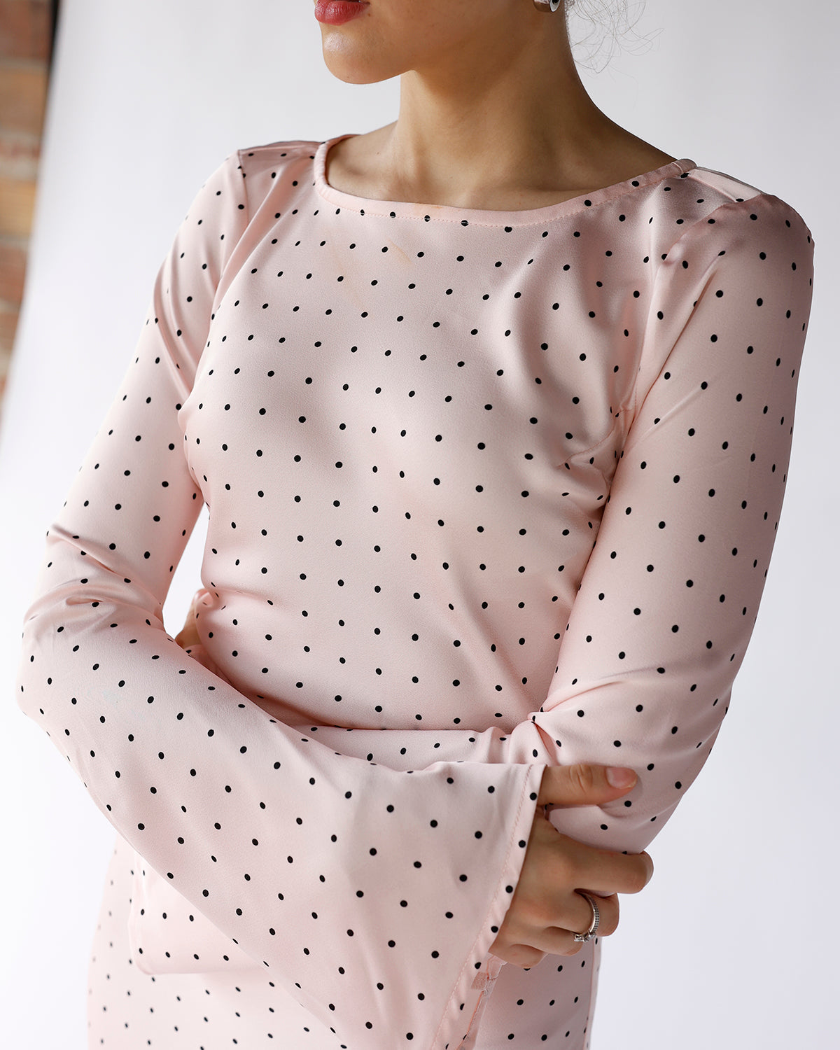 chinese dress ladies Vintage-Inspired Polka Dot Maxi Dress