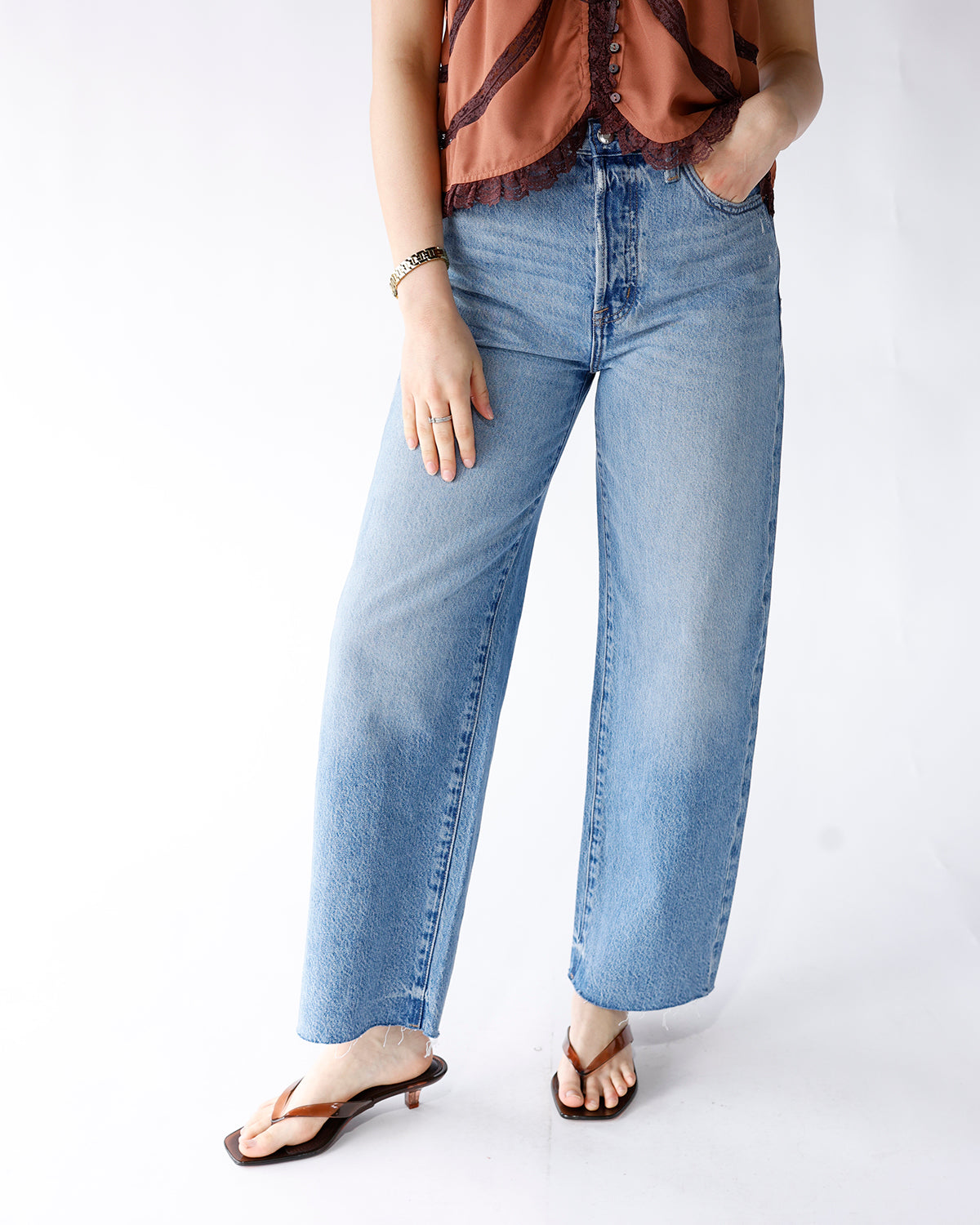 PISTOLA TATE CROP HIGH RISE BOWED WIDE LEG JEAN X ABLAZE