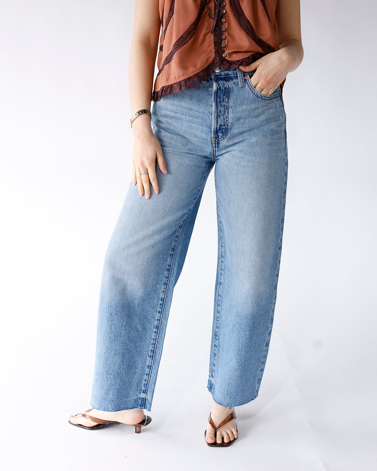 PISTOLA TATE CROP HIGH RISE BOWED WIDE LEG JEAN X ABLAZE