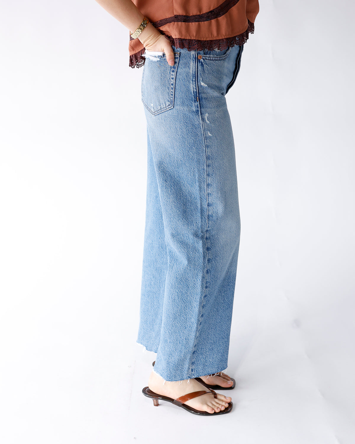 PISTOLA TATE CROP HIGH RISE BOWED WIDE LEG JEAN X ABLAZE