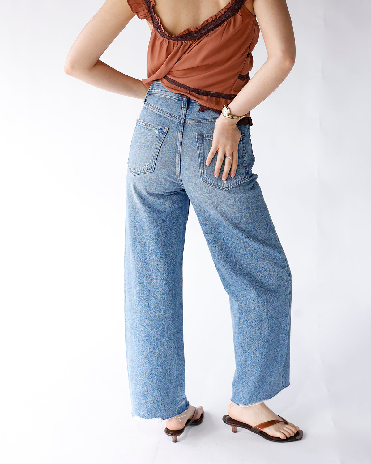 PISTOLA TATE CROP HIGH RISE BOWED WIDE LEG JEAN X ABLAZE