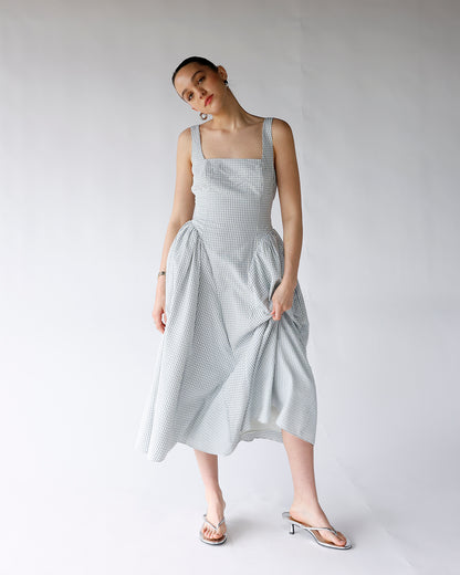 ASTR YINYA PLAID BOW-BACK MIDI DRESS