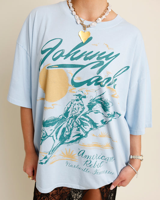 light blue "johnny cash" tee