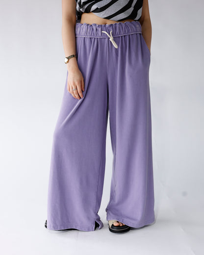 PANTHER FOLD-OVER WAIST WIDE LEG SWEATPANTS