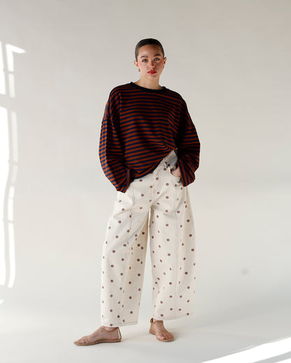 CONNECT THE DOTS BARREL LEG JEANS X BROWN