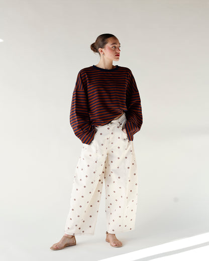 CONNECT THE DOTS BARREL LEG JEANS X BROWN