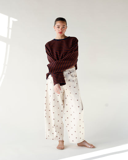 CONNECT THE DOTS BARREL LEG JEANS X BROWN