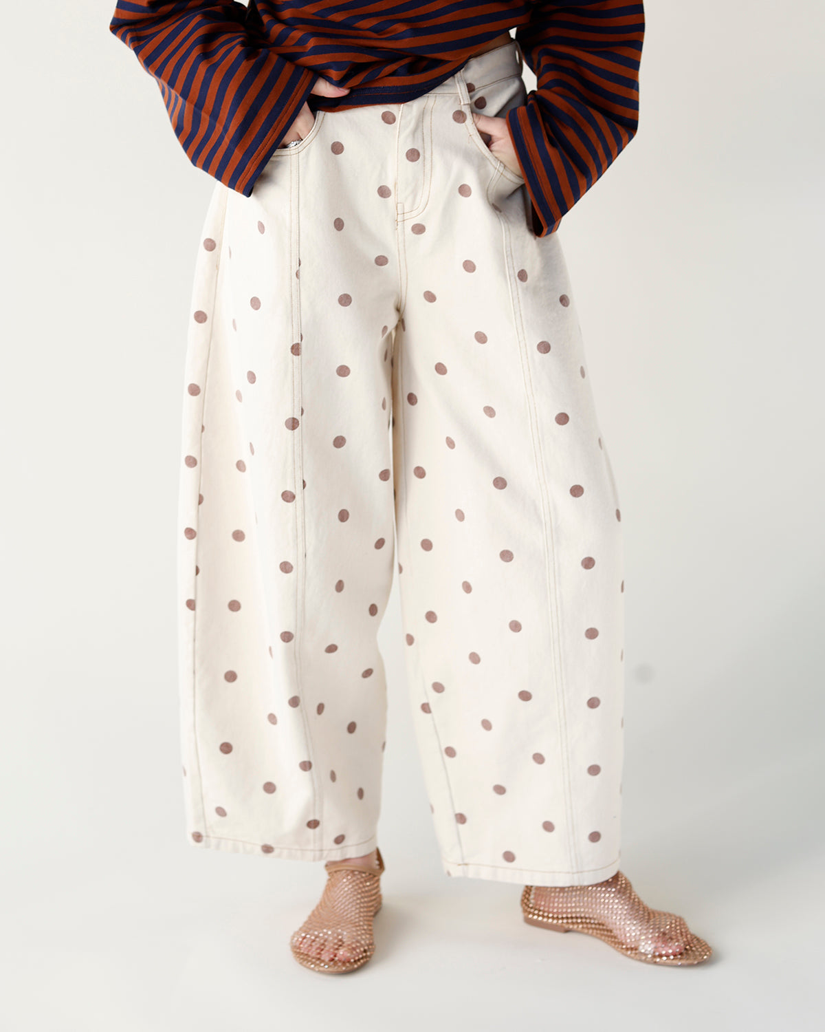 CONNECT THE DOTS BARREL LEG JEANS X BROWN