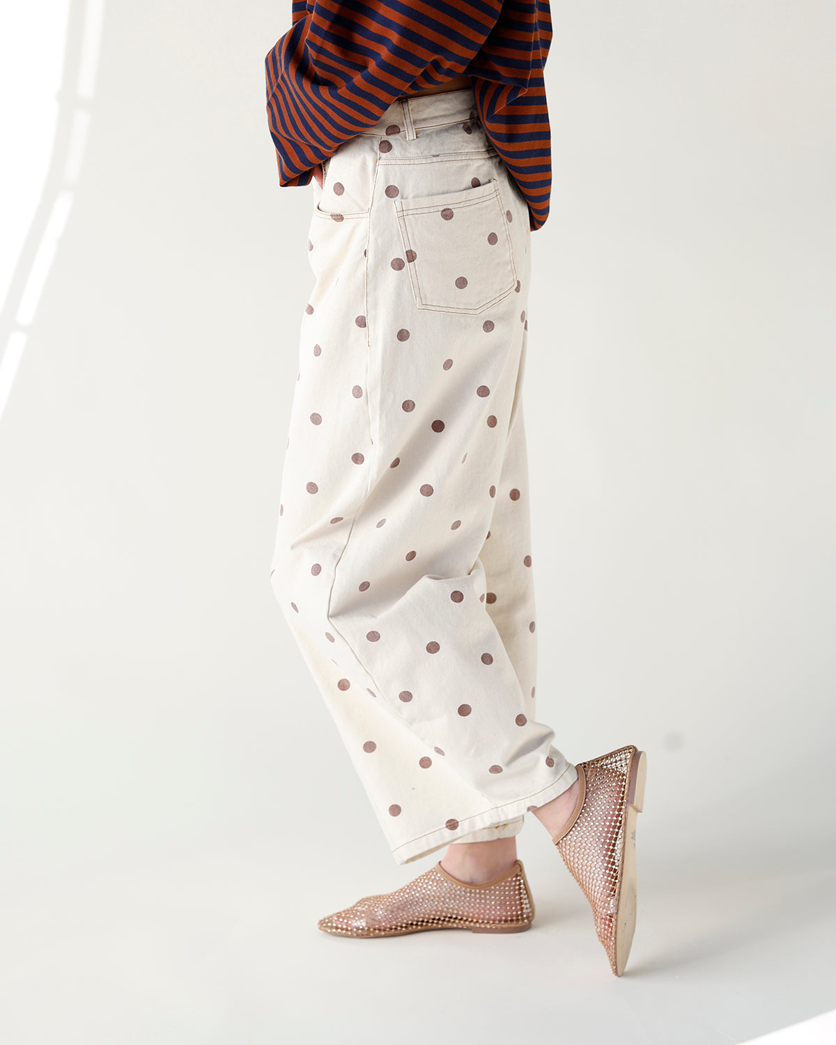 CONNECT THE DOTS BARREL LEG JEANS X BROWN