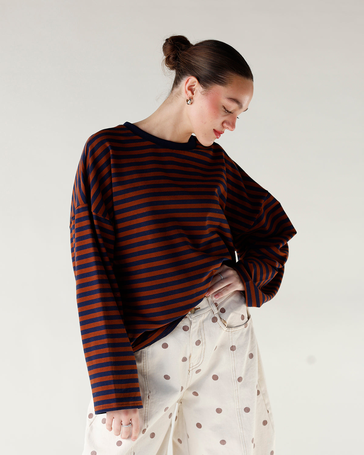 CONNECT THE DOTS BARREL LEG JEANS X BROWN