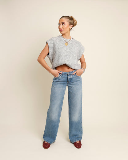 FREE PEOPLE TENNESSEE LOW-RISE BOYFRIEND JEANS IN COWBOY ROMANCE