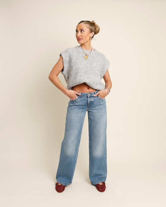 FREE PEOPLE TENNESSEE LOW-RISE BOYFRIEND JEANS IN COWBOY ROMANCE