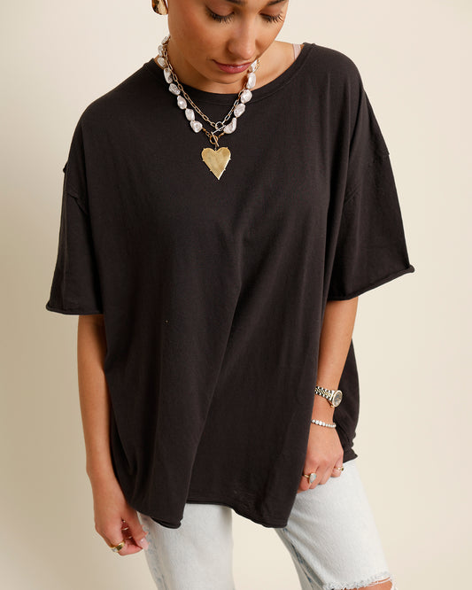 free people oversized nina black tee