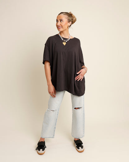 FREE PEOPLE NINA TEE X BLACK