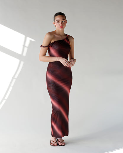 BLUSHING HORIZON MESH MAXI DRESS